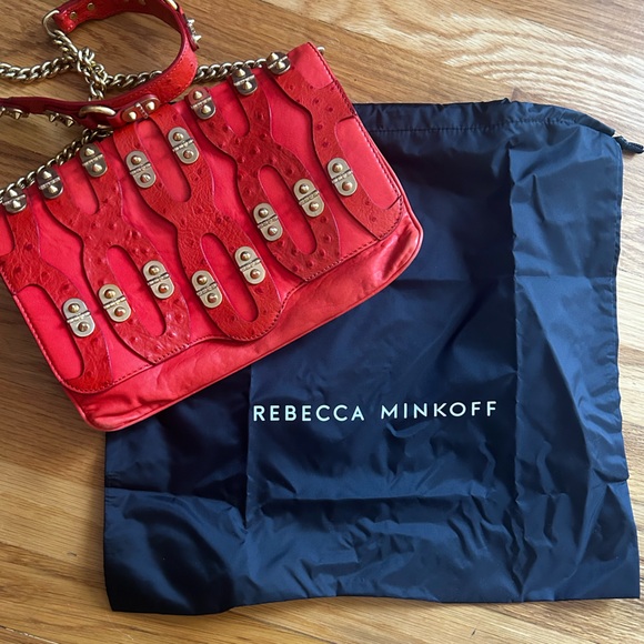 Rare Vintage Rebecca Minkoff Orange Red Crossbody Chain purse bag - Picture 11 of 11